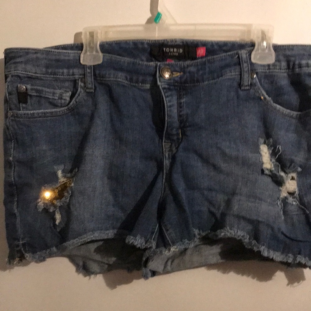 Torrid shorts with distressing and sequins 18W